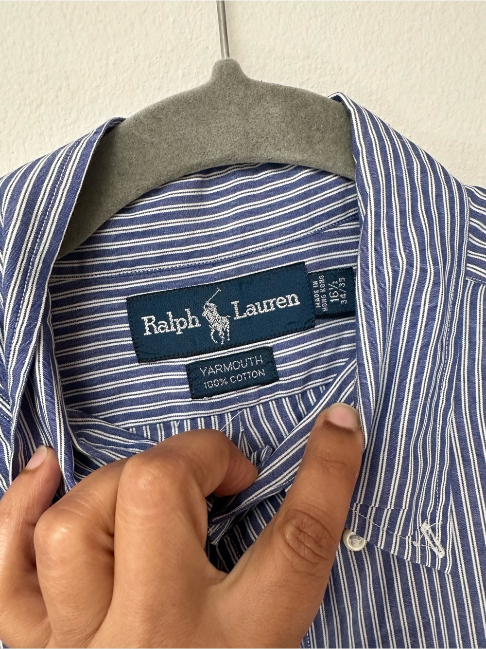 Ralph Lauren Blue and White Striped Button-Down Shirt
